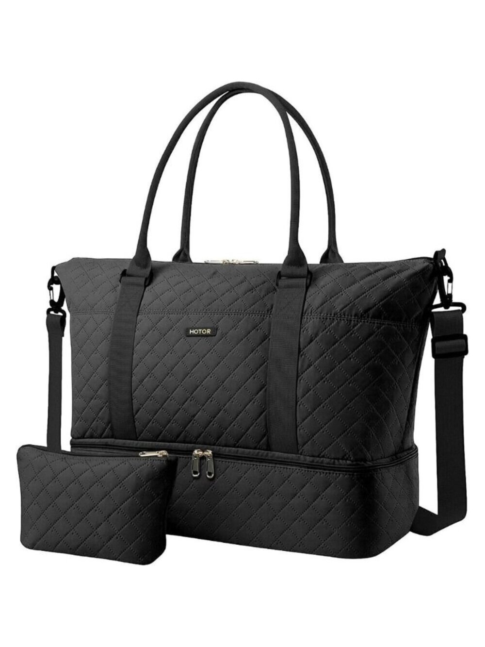 Hotor Women Black Large Overnight with Shoe Compartment  Travel Duffel Bag